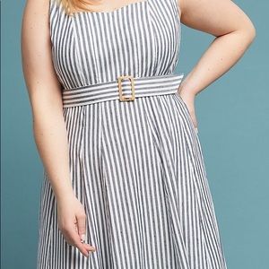 ANTHROPOLOGIE MAEVE  STRIPED MIDI FOWLER DRESS